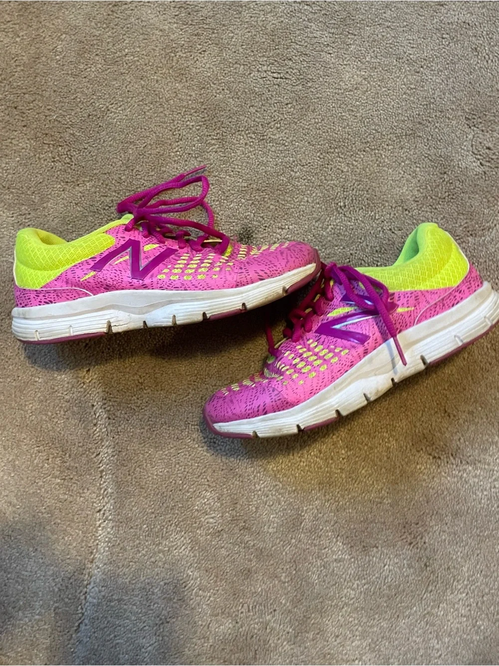 Girls’ Size 4 New Balance Hot Pink & Neon Yellow Sneakers